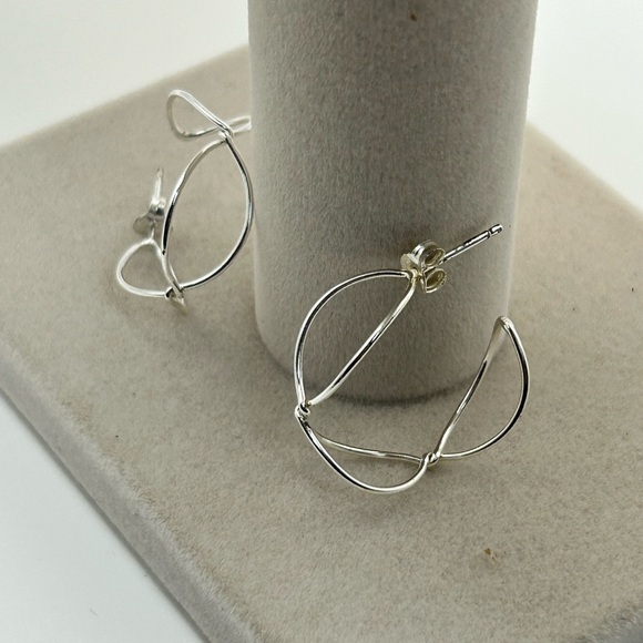 925 Sterling Silver Jewelry - Sterling Silver Twisted Hoop Earrings Posts Stamped 925 Dainty 1"